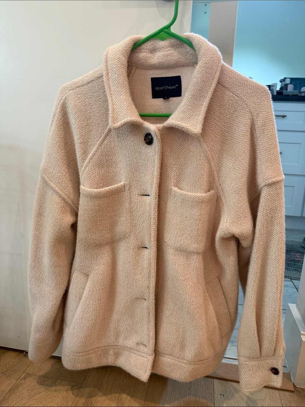 Velvet Heart Cream Teddy Jacket with Patch Pockets